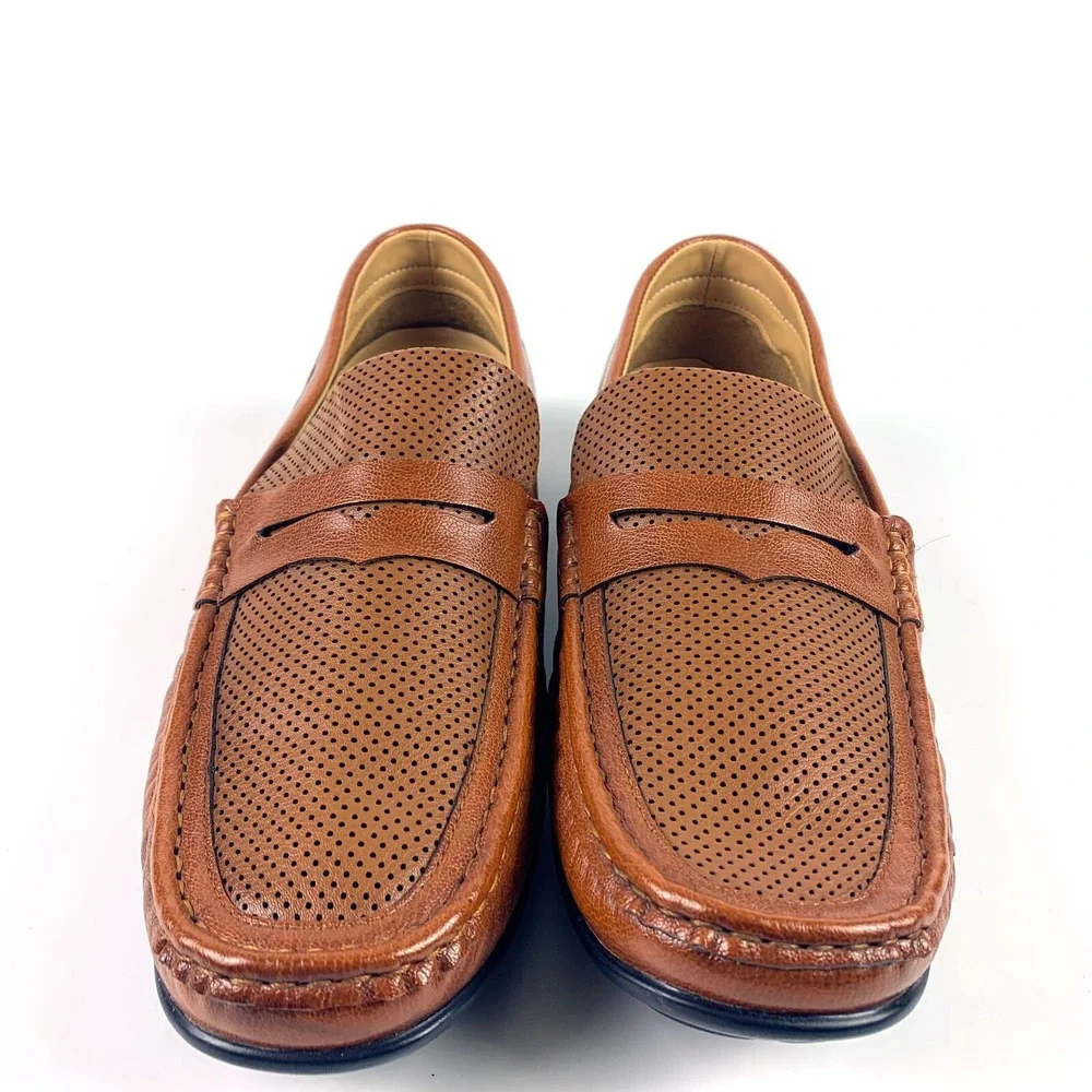 Fortune by Liberty Penny Loafers Mens Sz 11 US 44 Euro Cognac Leather Upper READ